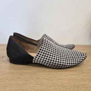 Poppy Barley The Glove Fit Pointed Flats Size 8.5 Houndstooth